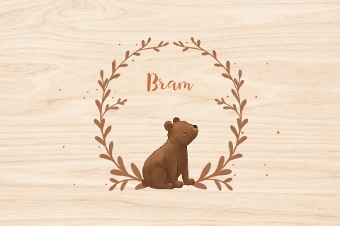 Houten memorybox met naam en beer