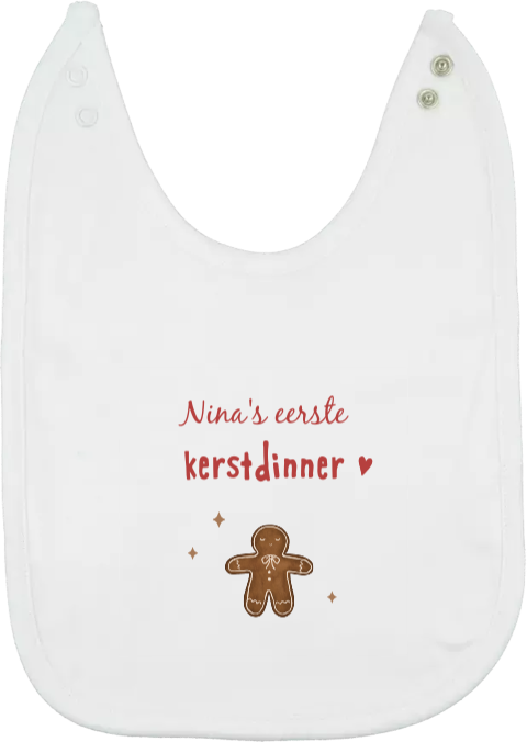 Baby slabbetje met naam eerste kerst
