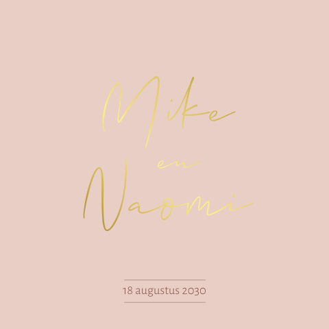 Oudroze trouwkaart met luxe goudfolie