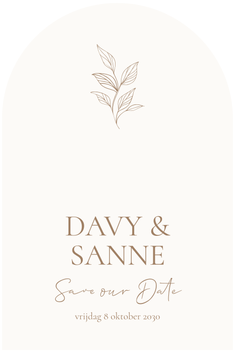 Boogvormige save the date kaart bohemian