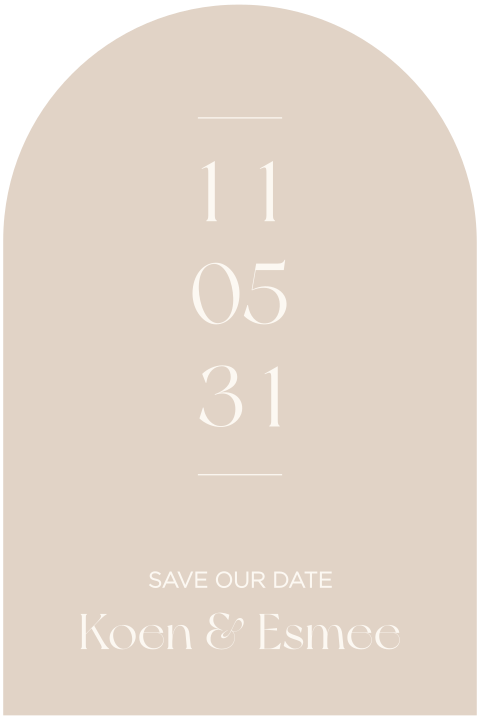 Zand boogvormige save the date kaart