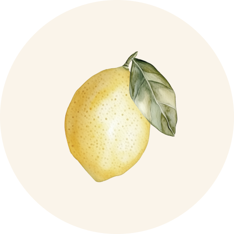 Sluitsticker offwhite met citroen en blaadje