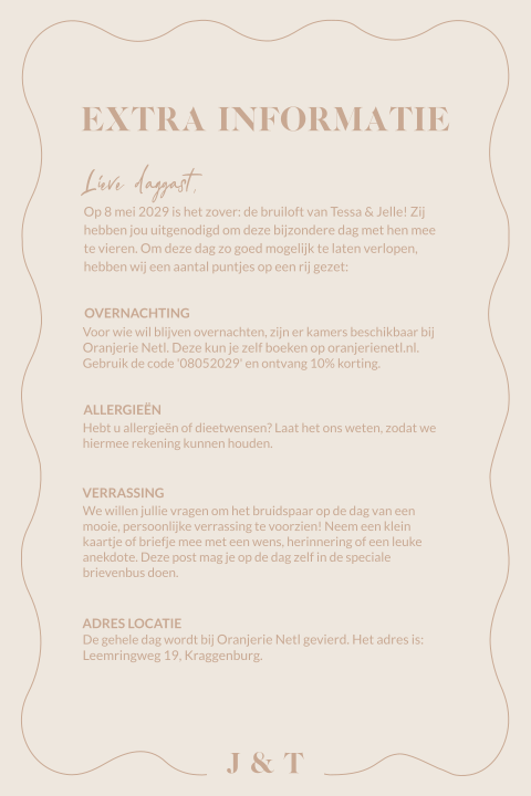 Extra informatiekaartje met golfrand zand