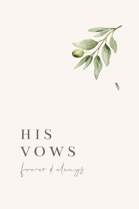 Gelofteboekje met olijftakje in mediterrane stijl