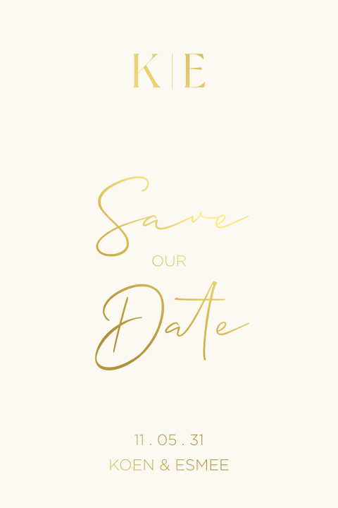 Klassieke save the date kaart met goudfolie