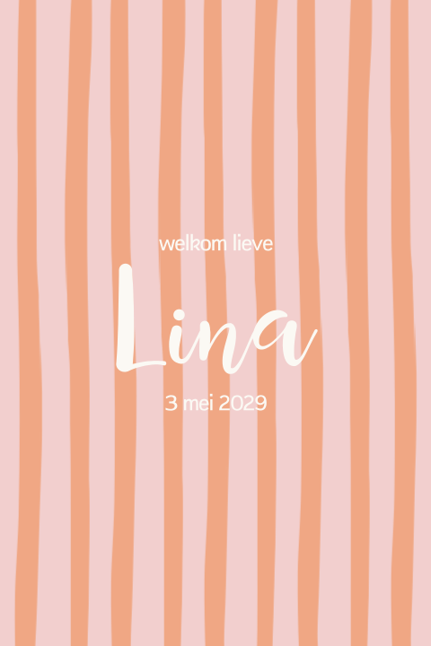 Hip geboortekaartje in color blocking oranje roze