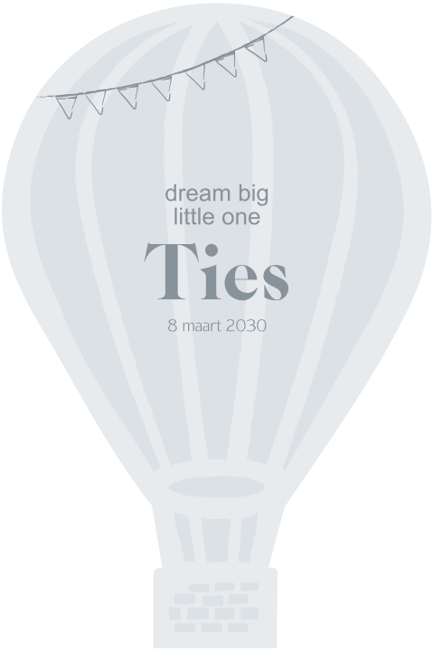 Uniek geboortekaartje jongen vorm van luchtballon blauw