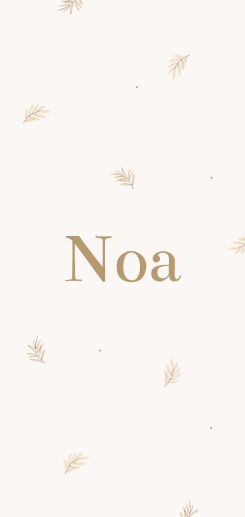 Natuurlijk geboortekaartje offwhite met bruine blaadjes