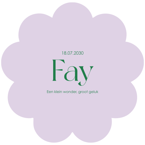 Geboortekaartje in vorm van een bloem lila