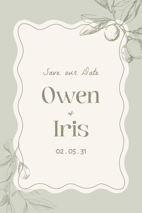 Sage save the date uitnodiging mediterraans