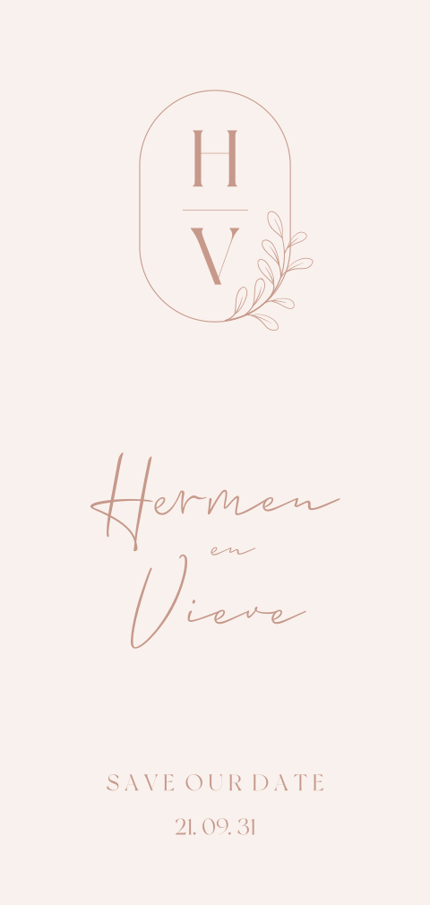 Botanische save the date monogram met takje