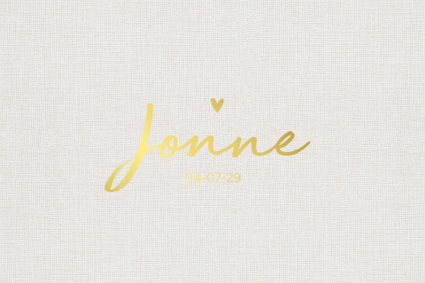 Luxe geboortekaartje linnenlook met goudfolie