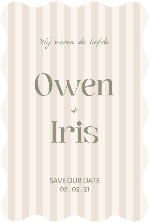 Golvende save the date kaart met zand streep