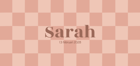 Terracotta geboortekaartje met grafische blokjesprint