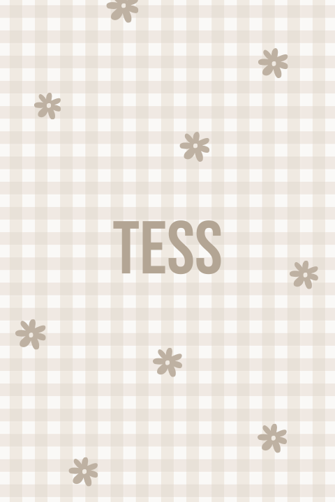 Beige ruitprint geboortekaartje met bloemetjes