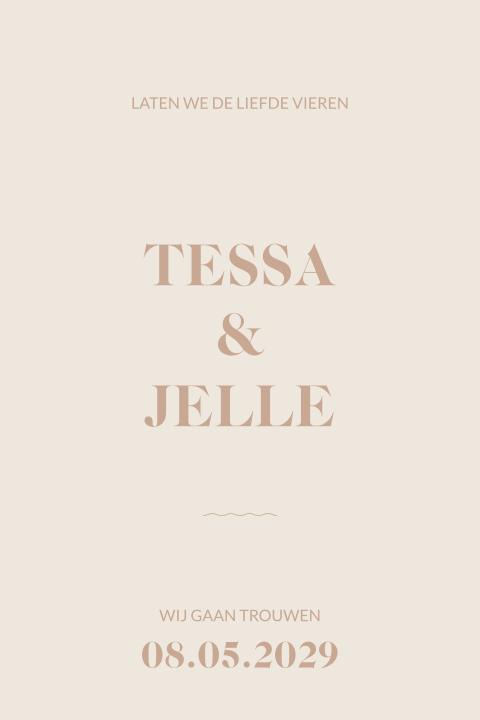 Minimalistische trouwkaart typografisch zand