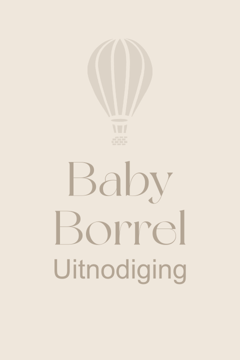 Uitnodiging babyborrel luchtballon en wolkjes
