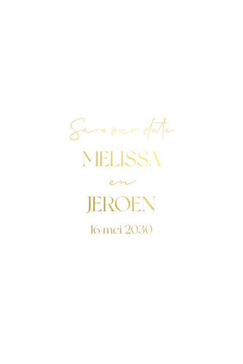 Save the date wit organische vorm goudfolie