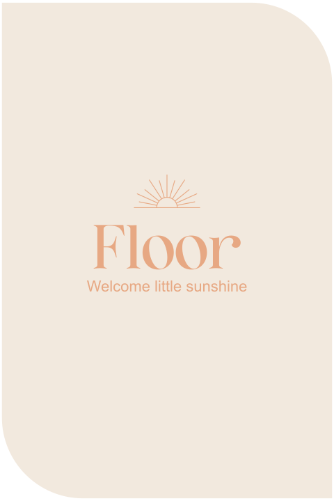 Beige geboortekaartje in bijzondere vorm met oranje zonnetje