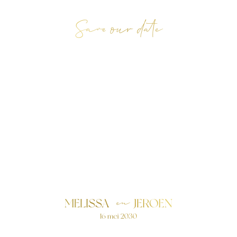 Save the date goudfolie doorkijkje organische vorm