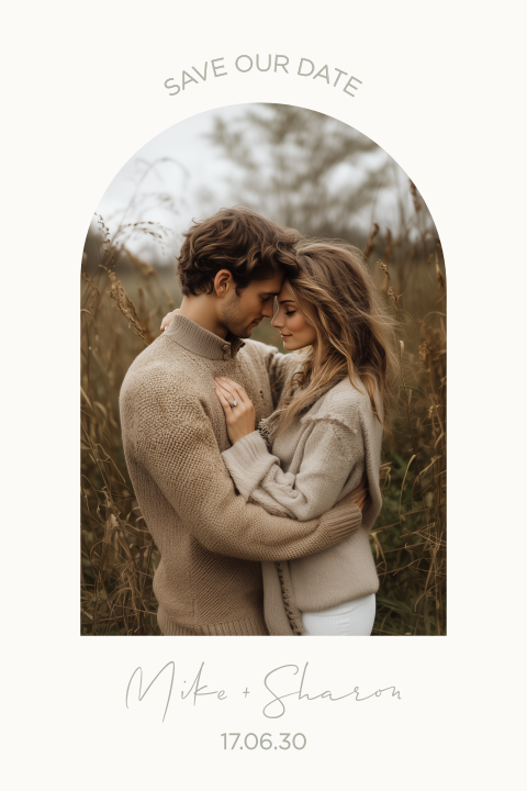 Save the date foto in boogvorm botanical