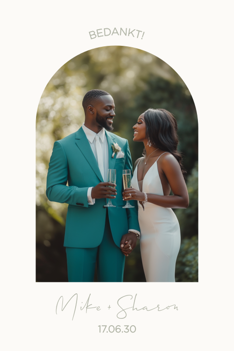 Hip bedankkaartje foto in boogvorm