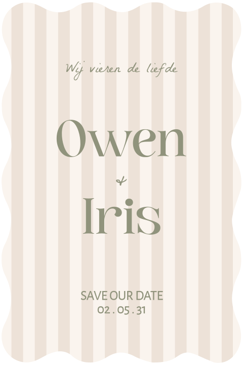 Golvende save the date kaart met zand streep
