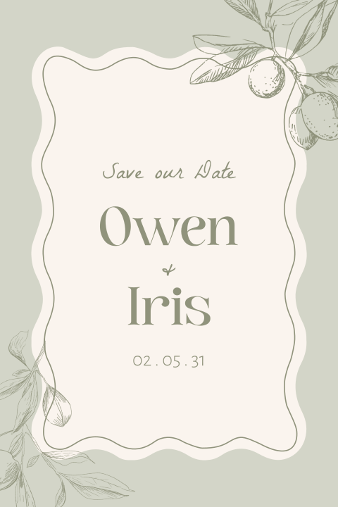 Sage save the date uitnodiging mediterraans