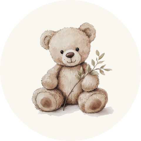 Sluitsticker illustratie lief beertje met takje