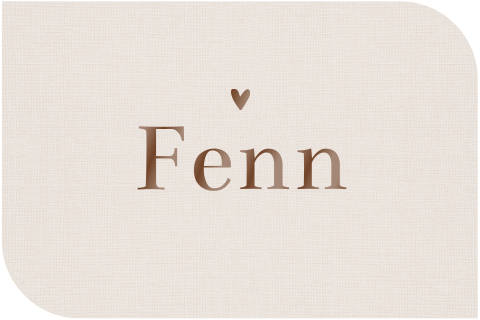 Linnenlook geboortekaartje in unieke vorm met bruine hoogglans