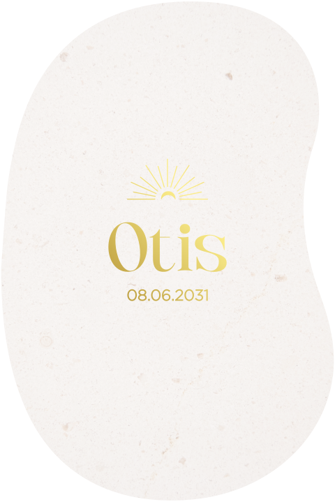 Organisch geboortekaartje gerecycled papierlook zonnetje goudfolie