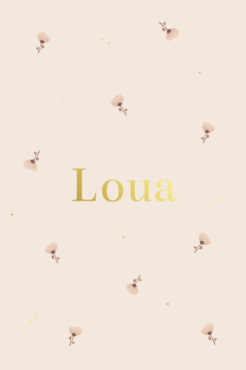 Lief geboortekaartje met bloemenprint en goudfolie