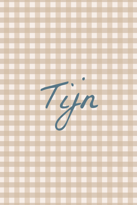 Geboortekaartje met bruine ruitjesprint en petrol