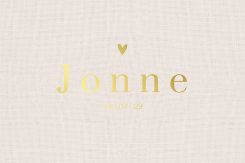 Luxe geboortekaartje linnenlook met goudfolie