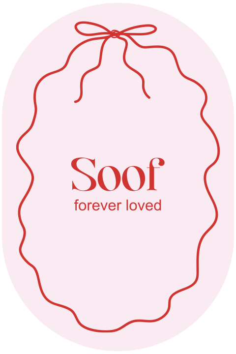 Geboortekaartje ovaal roze met rode golfrand strik