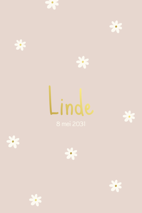 Schattig geboortekaartje roze met bloemetjes en goudfolie