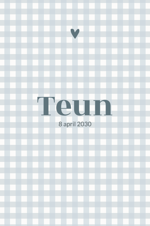 Klassiek geboortekaartje jongen blauwe ruitjes print