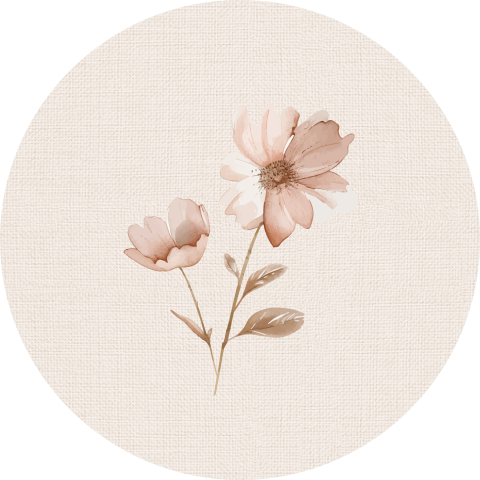 Sluitsticker linnenlook met lief bloemetje