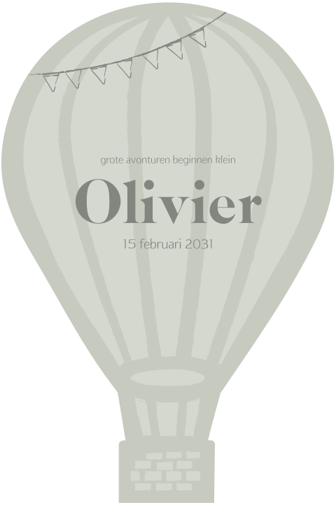 Groen geboortekaartje in vorm luchtballon