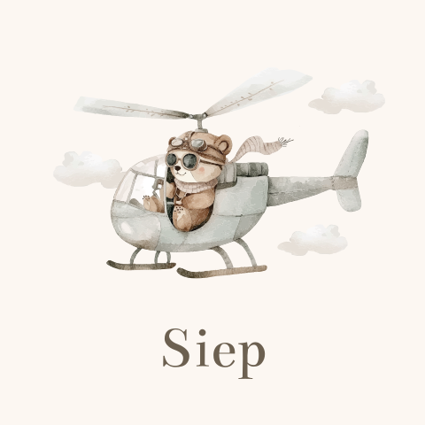 Stoere poster beertje in helikopter 40x40 cm