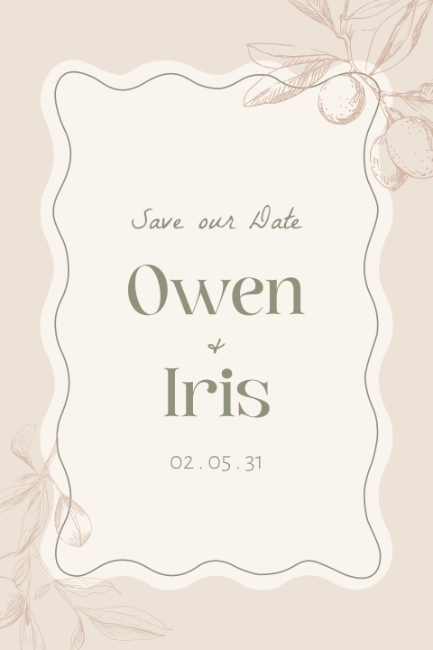 Save the date zand met illustratie takje