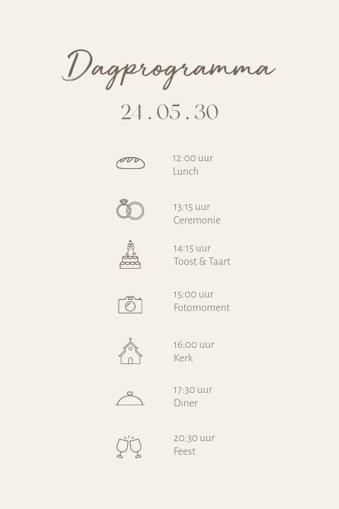 Minimalistisch dagprogramma beige met iconen