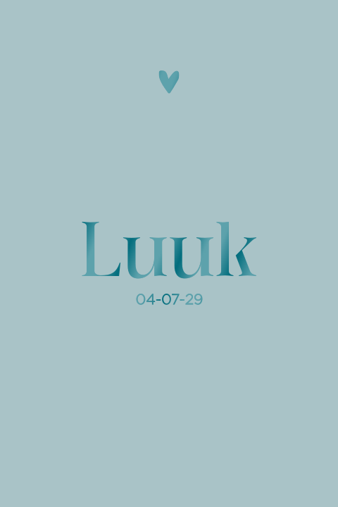 Stoer geboortekaartje petrol met hoogglans