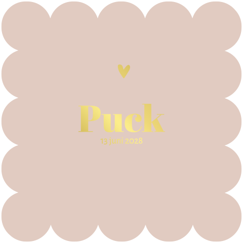 Eigenwijs geboortekaartje met golfrand roze en goudfolie