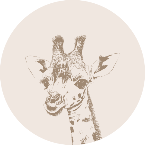 Sluitsticker lijntekening giraf bruin