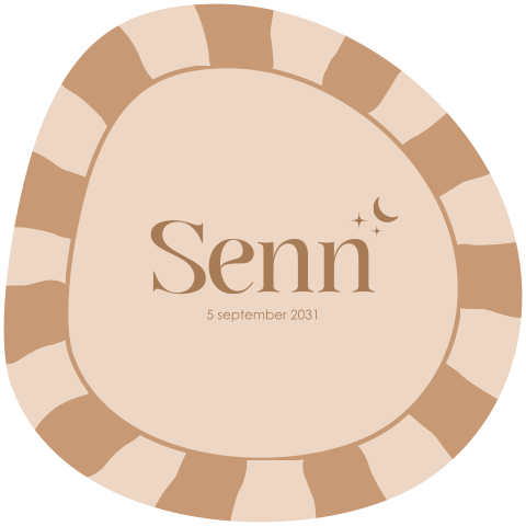 Organisch geboortekaartje bruine streep maantje