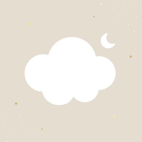 Beige geboortekaartje doorkijkje wolkje en maantje met goudfolie
