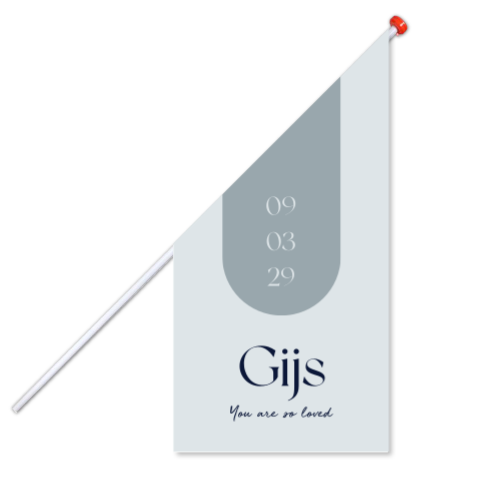 Lichtblauwe geboortevlag met grijsblauwe boogvorm