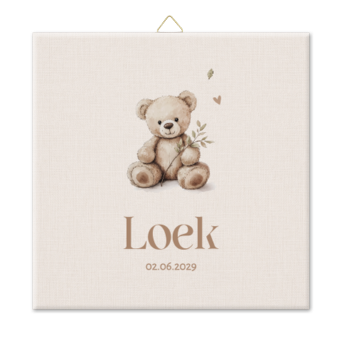 Geboortetegeltje lief beertje linnenlook