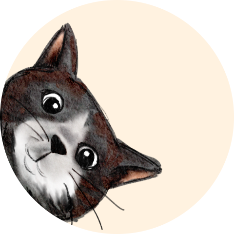 Sluitsticker met nieuwsgierige kat